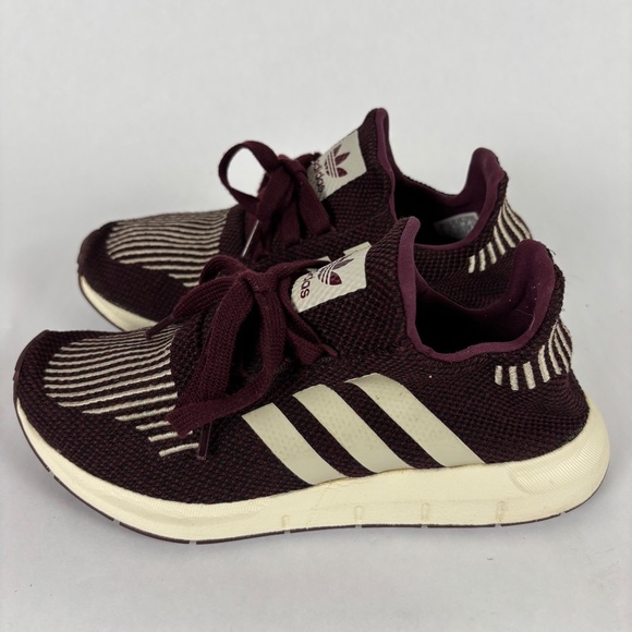 Adidas Brown and Burgundy Sneakers with Knit Upper Size 6 - Picture 3 of 6